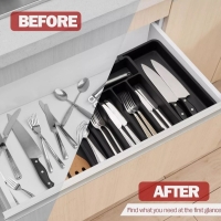 Organizator sertar pentru tacamuri, extensibil, 38 x 33/57 cm, negru, Vivo WK005